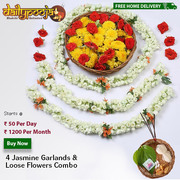 Jasmine Garlands & Loose Flowers Combo Rs 50 Per Day / Rs 1200 Per Mon