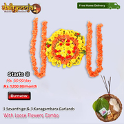 1 Sevanthige & 3 Kanakambara Garlands With Loose Flowers Combo @ Rs 50