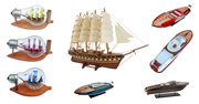 Retail Handmade Wooden Ship Sailing Vessel Model Wood Block Toys